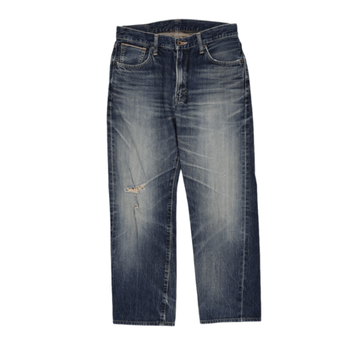 Edwin 505s Distressed Straight Fit Blue Jeans 31x33 Cotton Denim