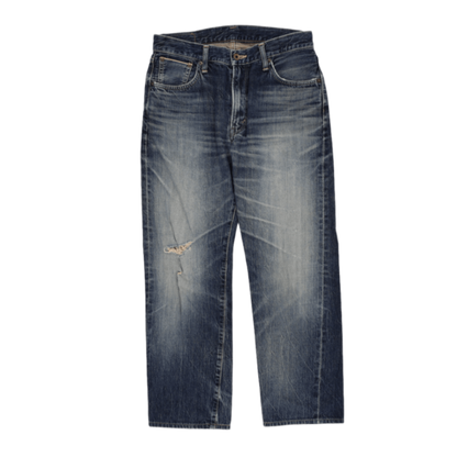 Edwin 505s Distressed Straight Fit Blue Jeans 31x33 Cotton Denim