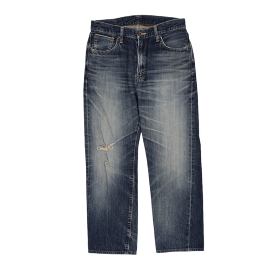 Edwin 505s Distressed Straight Fit Blue Jeans 31x33 Cotton Denim