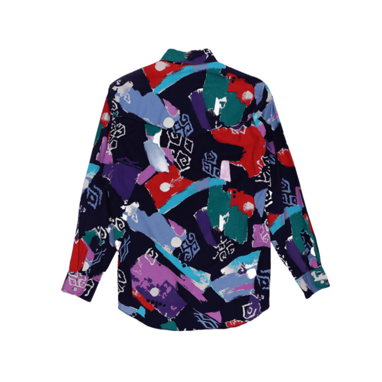 Wrangler Vintage Cowboy Cut Abstract Print Shirt Multicolour Size 15.5 34 Cotton Western Style