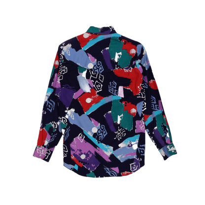 Wrangler Vintage Cowboy Cut Abstract Print Shirt Multicolour Size 15.5 34 Cotton Western Style