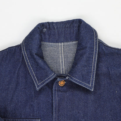 Galaxxy Indigo Blue Vintage Chore Jacket for Men Size Medium 100% Cotton