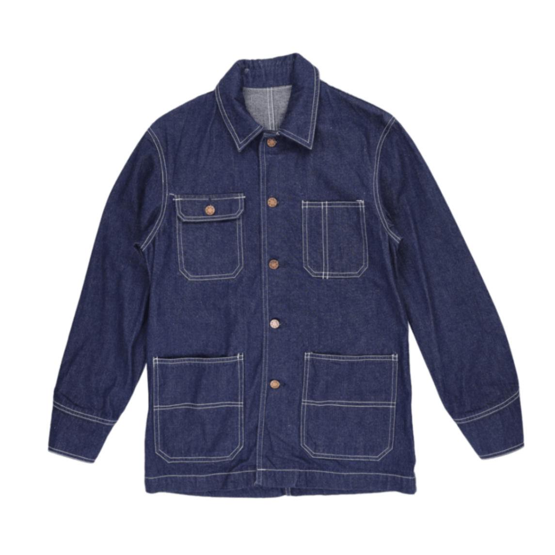 Galaxxy Indigo Blue Vintage Chore Jacket for Men Size Medium 100% Cotton