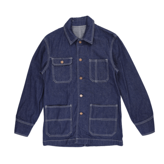 Galaxxy Indigo Blue Vintage Chore Jacket for Men Size Medium 100% Cotton