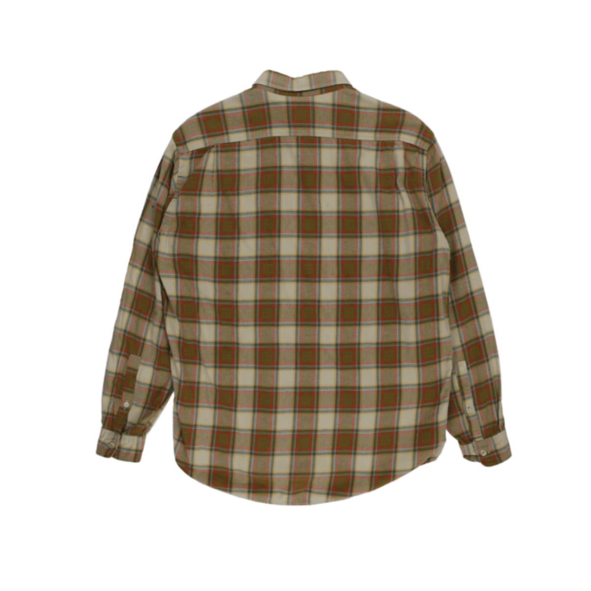 Marlboro Classics Vintage Brown Green Yellow Checked Flannel Shirt Large Cotton Collared