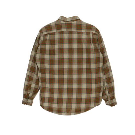 Marlboro Classics Vintage Brown Green Yellow Checked Flannel Shirt Large Cotton Collared