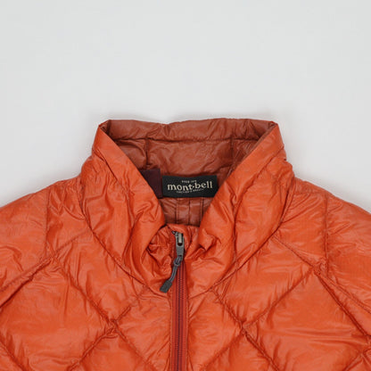 Montbell Outdoor Gilet Vest Lightweight Orange Medium Polyamide Down Blend Sleeveless High Neck