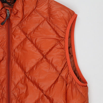 Montbell Outdoor Gilet Vest Lightweight Orange Medium Polyamide Down Blend Sleeveless High Neck