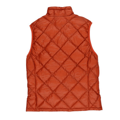 Montbell Outdoor Gilet Vest Lightweight Orange Medium Polyamide Down Blend Sleeveless High Neck