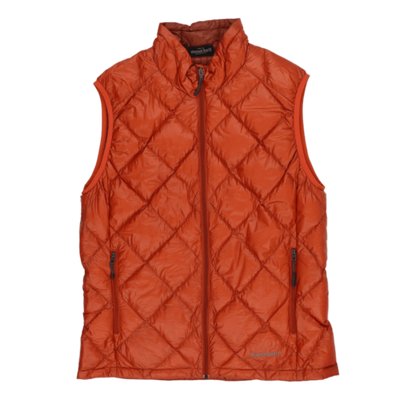Montbell Outdoor Gilet Vest Lightweight Orange Medium Polyamide Down Blend Sleeveless High Neck