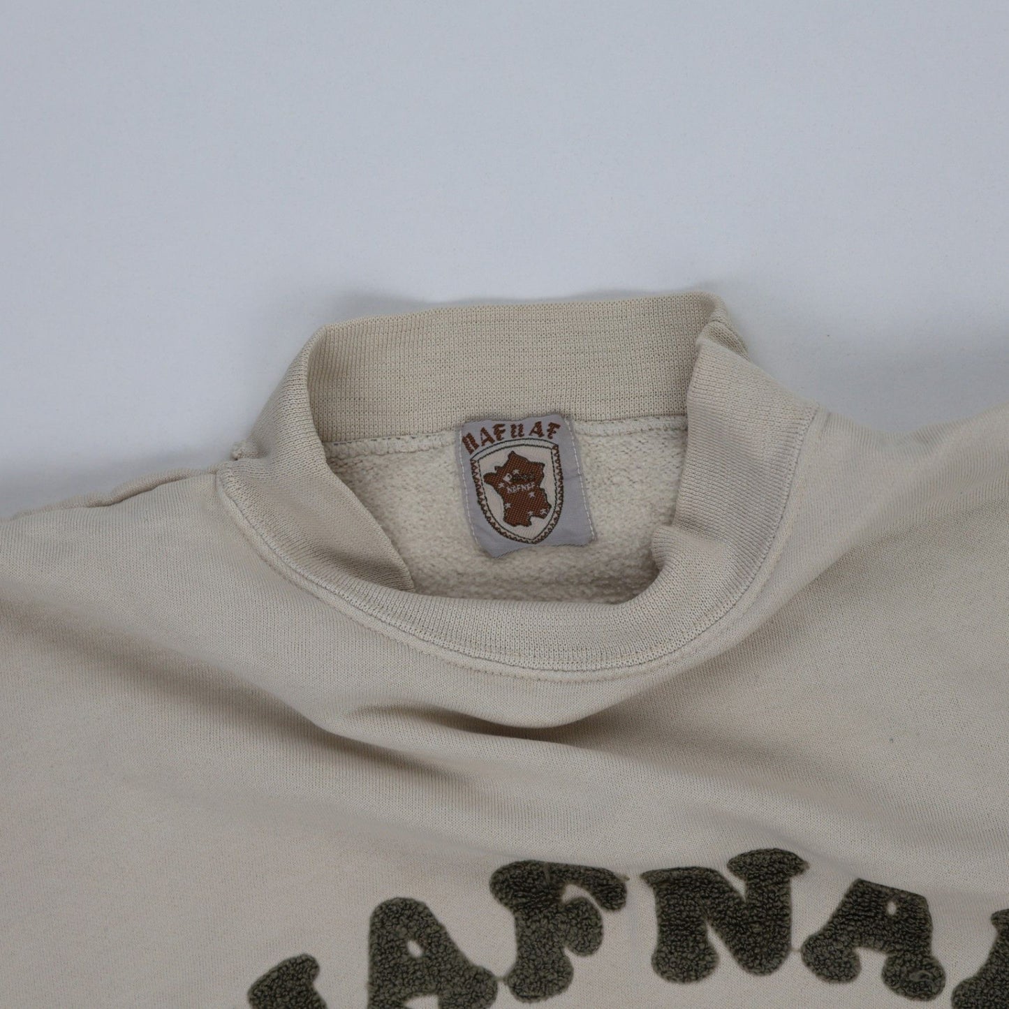 Naf Naf Vintage Beige Sweatshirt Men's Large Cotton Blend High Crew Neck