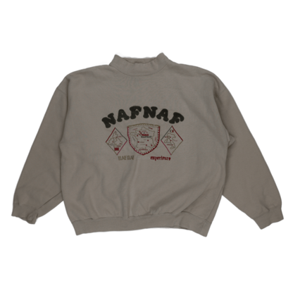 Naf Naf Vintage Beige Sweatshirt Men's Large Cotton Blend High Crew Neck