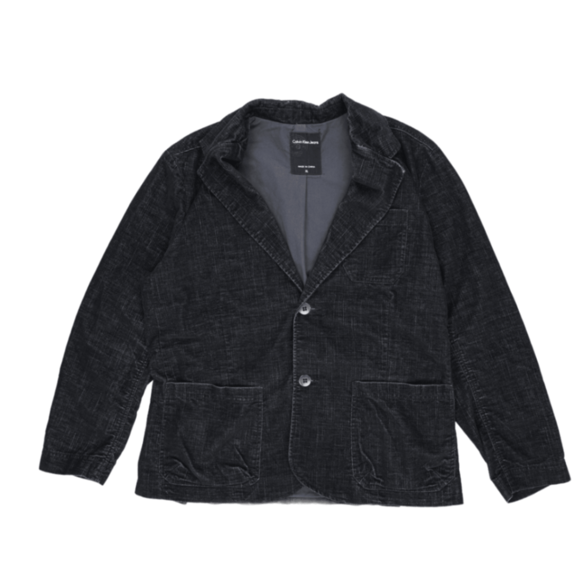 Calvin Klein Jeans Charcoal Blazer Jacket XL Cotton Blend Notched Lapel