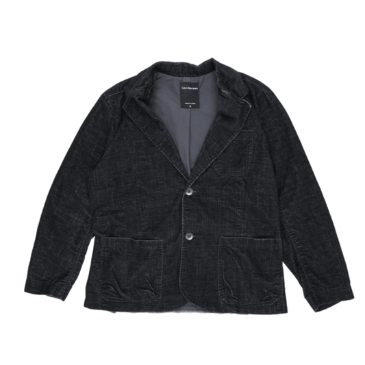 Calvin Klein Jeans Charcoal Blazer Jacket XL Cotton Blend Notched Lapel