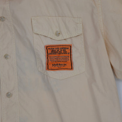Schott Black Sheep Squadron Vintage Military Utility Shirt Beige L 100% Cotton