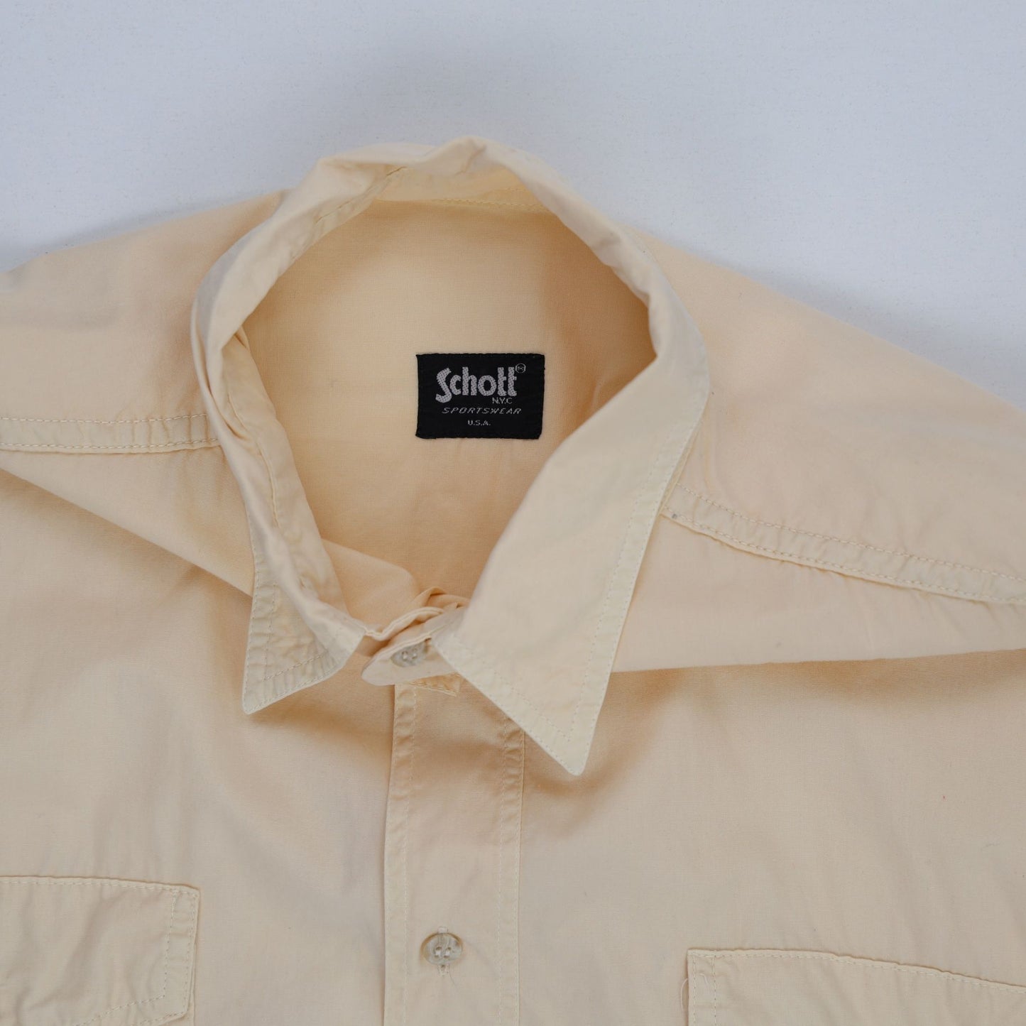 Schott Black Sheep Squadron Vintage Military Utility Shirt Beige L 100% Cotton