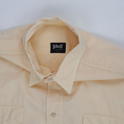 Schott Black Sheep Squadron Vintage Military Utility Shirt Beige L 100% Cotton
