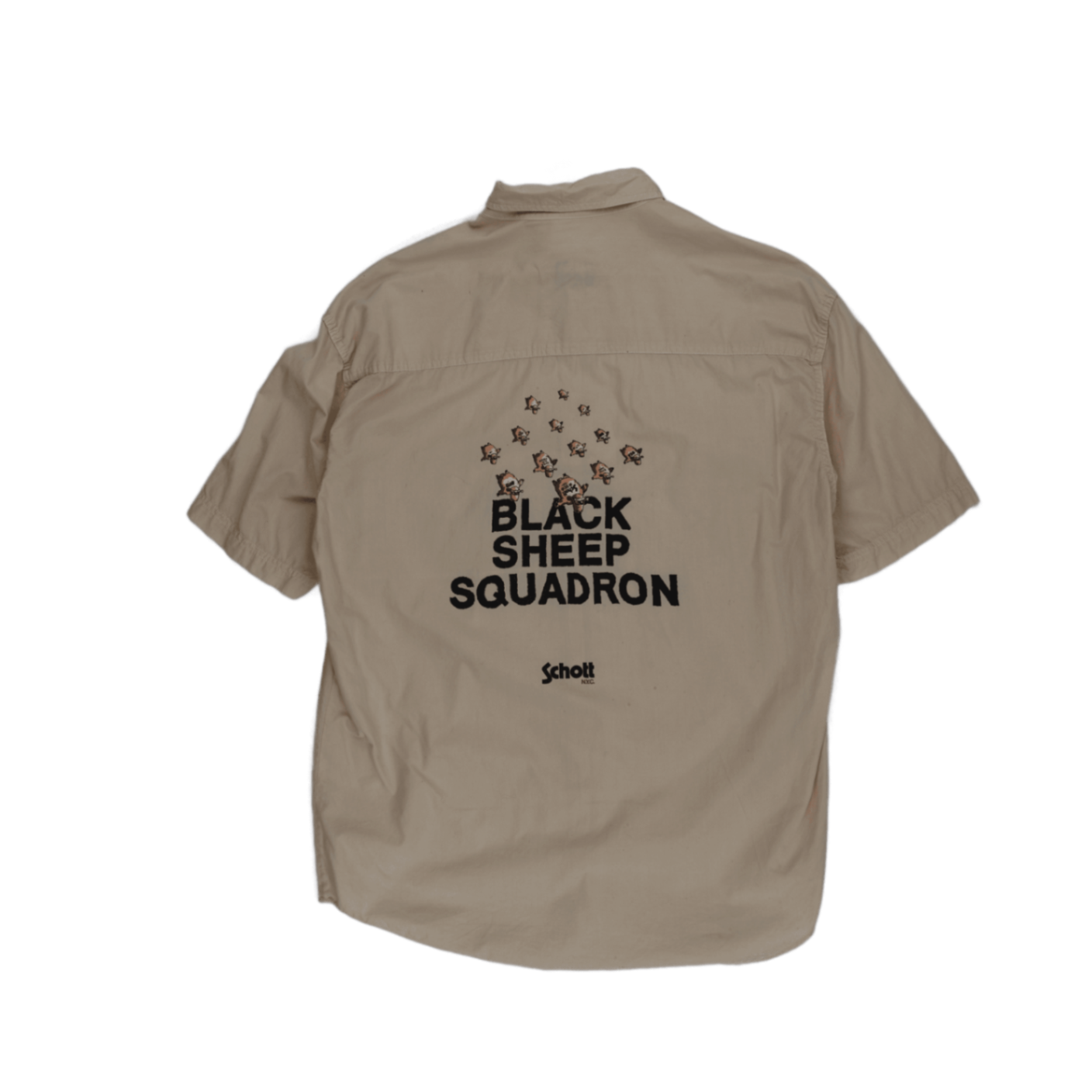 Schott Black Sheep Squadron Vintage Military Utility Shirt Beige L 100% Cotton