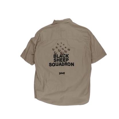 Schott Black Sheep Squadron Vintage Military Utility Shirt Beige L 100% Cotton