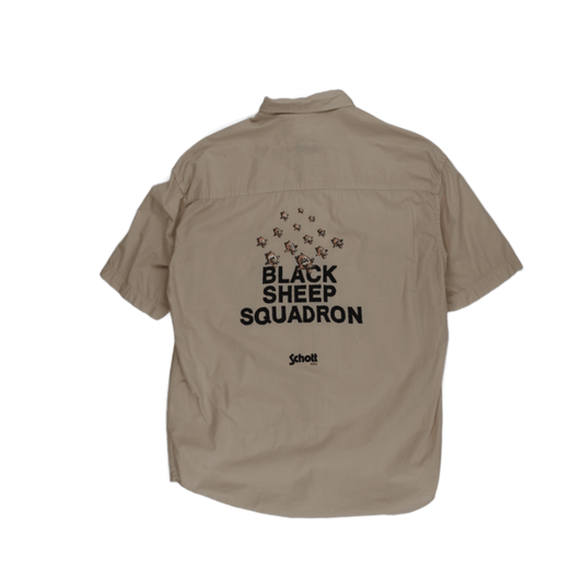 Schott Black Sheep Squadron Vintage Military Utility Shirt Beige L 100% Cotton