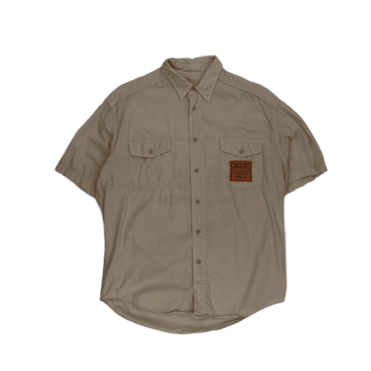Schott Black Sheep Squadron Vintage Military Utility Shirt Beige L 100% Cotton