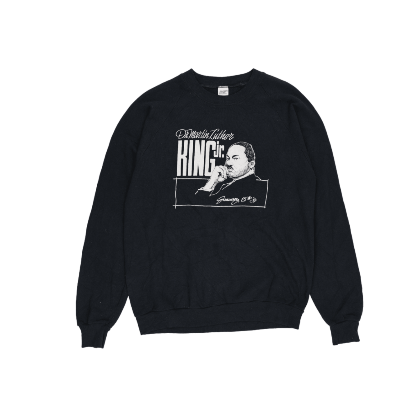 Jerzees by Russell Vintage Black Pullover Graphic Sweatshirt Large Cotton Blend Crew Neck