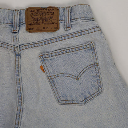 Levi's 560 Loose Fit Light Blue Denim Shorts W29 L32 Vintage Cotton