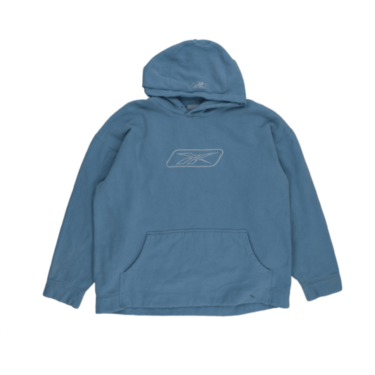 Reebok Vintage Oversized Blue Hoodie XL Cotton Blend Hooded Sweatshirt