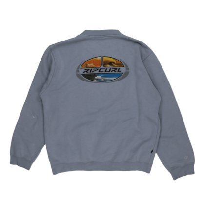 Rip Curl Vintage Blue Pullover Sweatshirt Men's Large Cotton Blend Crew Neck