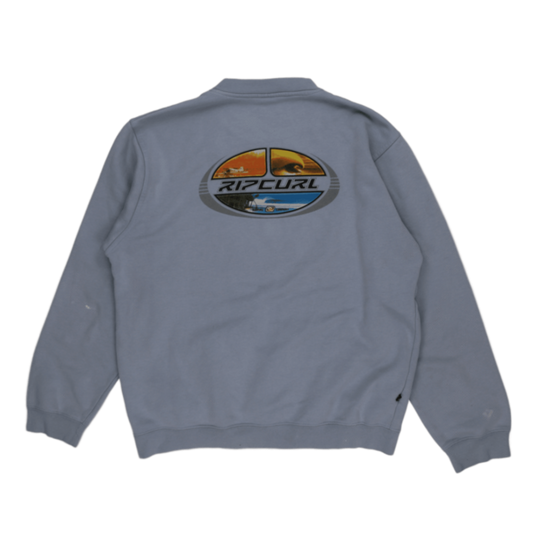 Rip Curl Vintage Blue Pullover Sweatshirt Men's Large Cotton Blend Crew Neck