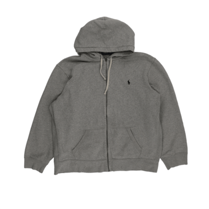 Polo Ralph Lauren XXL Grey Zip Up Hoodie Cotton Blend Hooded Sweatshirt