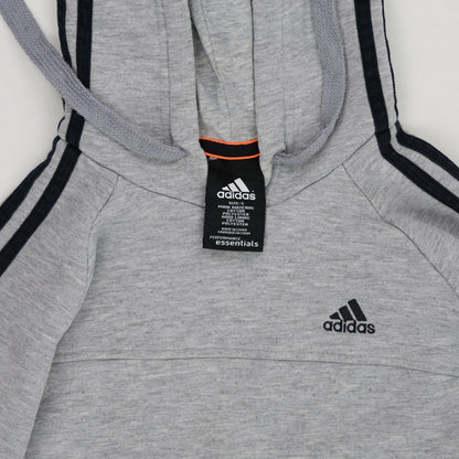 adidas Essentials Grey Pullover Hoodie Small Cotton Blend