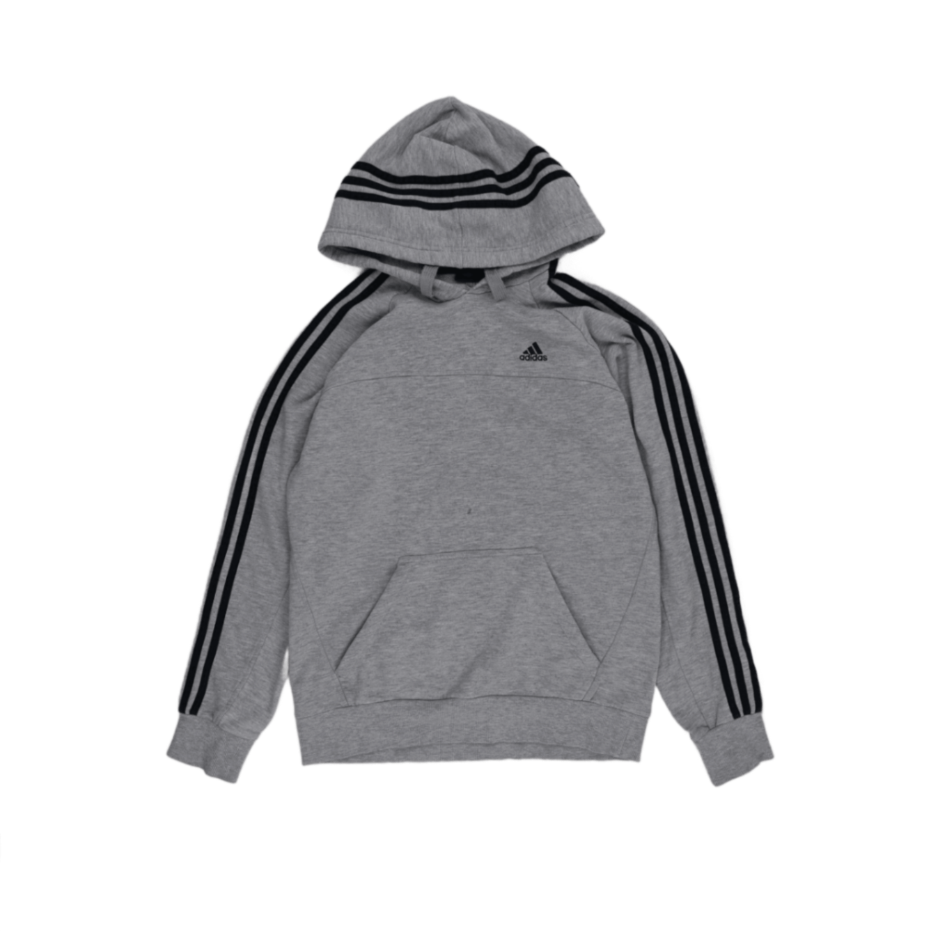 adidas Essentials Grey Pullover Hoodie Small Cotton Blend