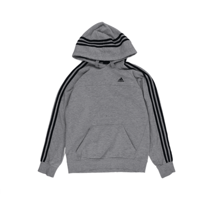 adidas Essentials Grey Pullover Hoodie Small Cotton Blend