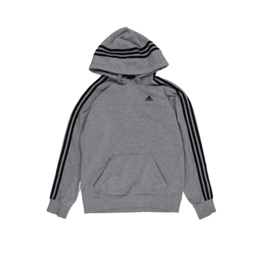 adidas Essentials Grey Pullover Hoodie Small Cotton Blend