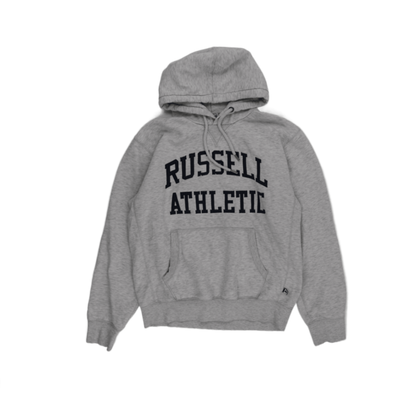 Russell Athletic Grey Pullover Hoodie Large Cotton Blend Vintage
