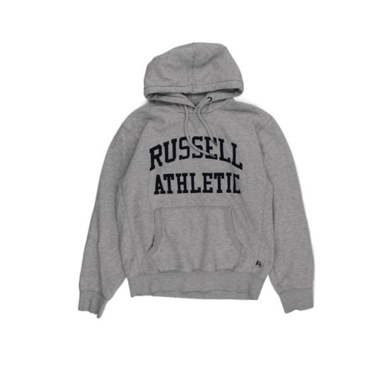 Russell Athletic Grey Pullover Hoodie Large Cotton Blend Vintage