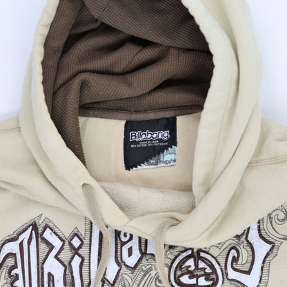Billabong Men's Beige Pullover Hoodie Medium 80% Cotton 20% Polyester