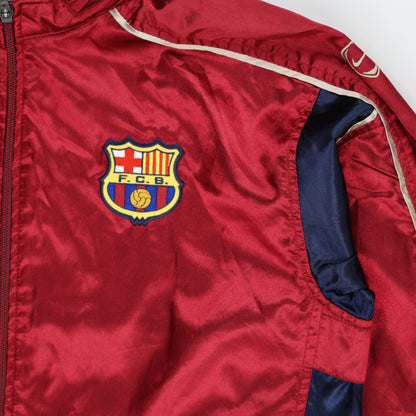 Nike FC Barcelona Vintage Hooded Windbreaker Jacket Red Blue XL Polyester