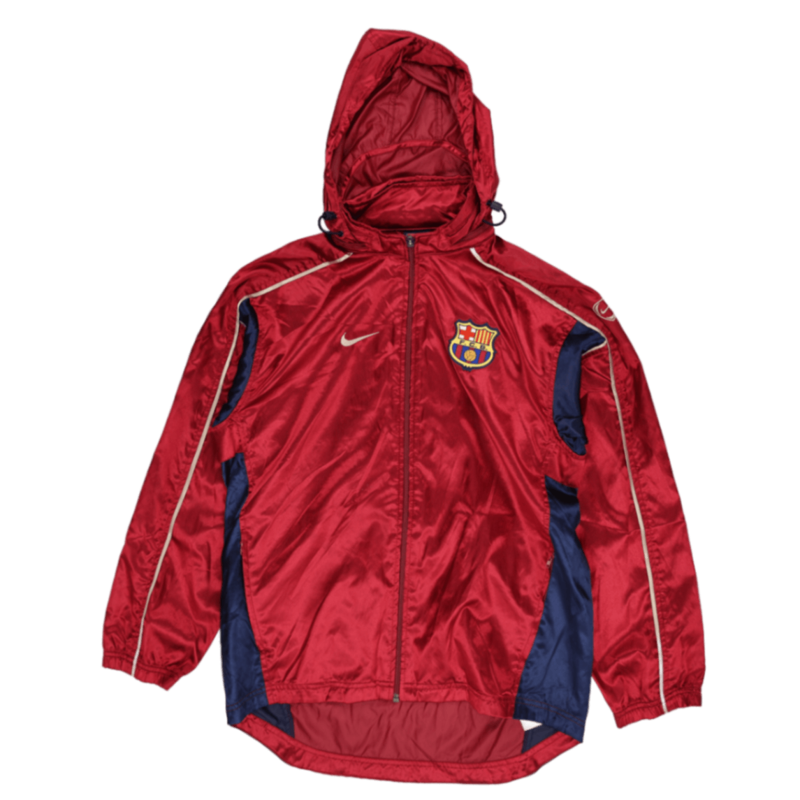 Nike FC Barcelona Vintage Hooded Windbreaker Jacket Red Blue XL Polyester