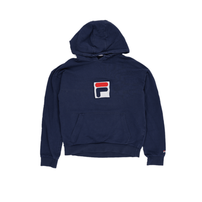 Fila Navy Blue Pullover Hoodie Small Cotton Blend Unisex