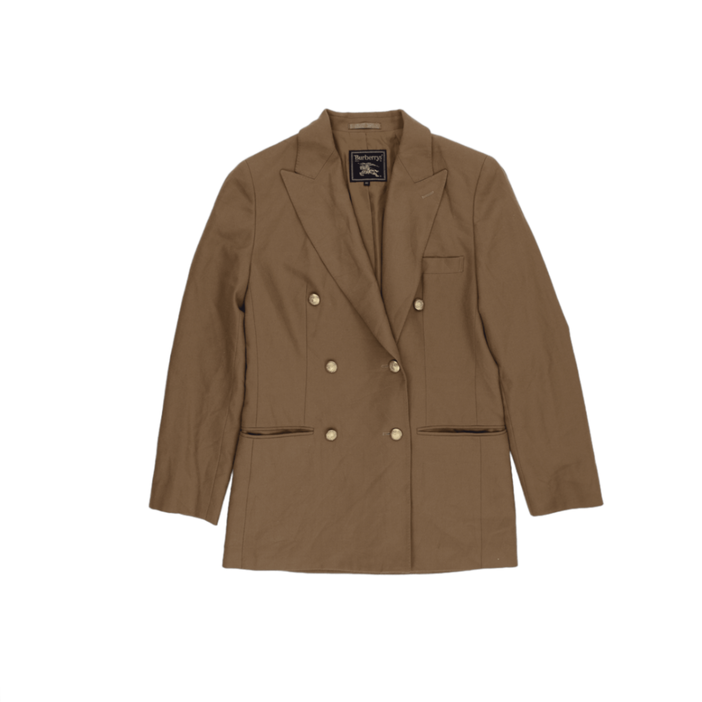 Burberrys Vintage Double Breasted Blazer Camel Size 40 Cotton Blend