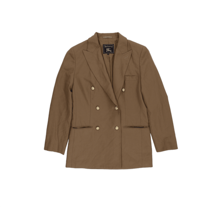 Burberrys Vintage Double Breasted Blazer Camel Size 40 Cotton Blend