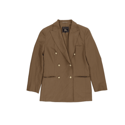 Burberrys Vintage Double Breasted Blazer Camel Size 40 Cotton Blend