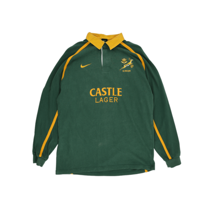 Nike Vintage South Africa Springboks Rugby Shirt Green Yellow Size L Cotton Blend