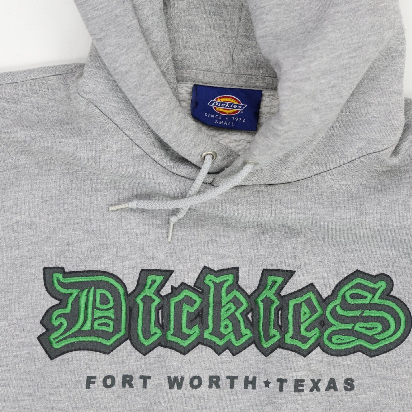 Dickies Pullover Hoodie Grey Small Cotton Blend Unisex Fort Worth Texas Graphic