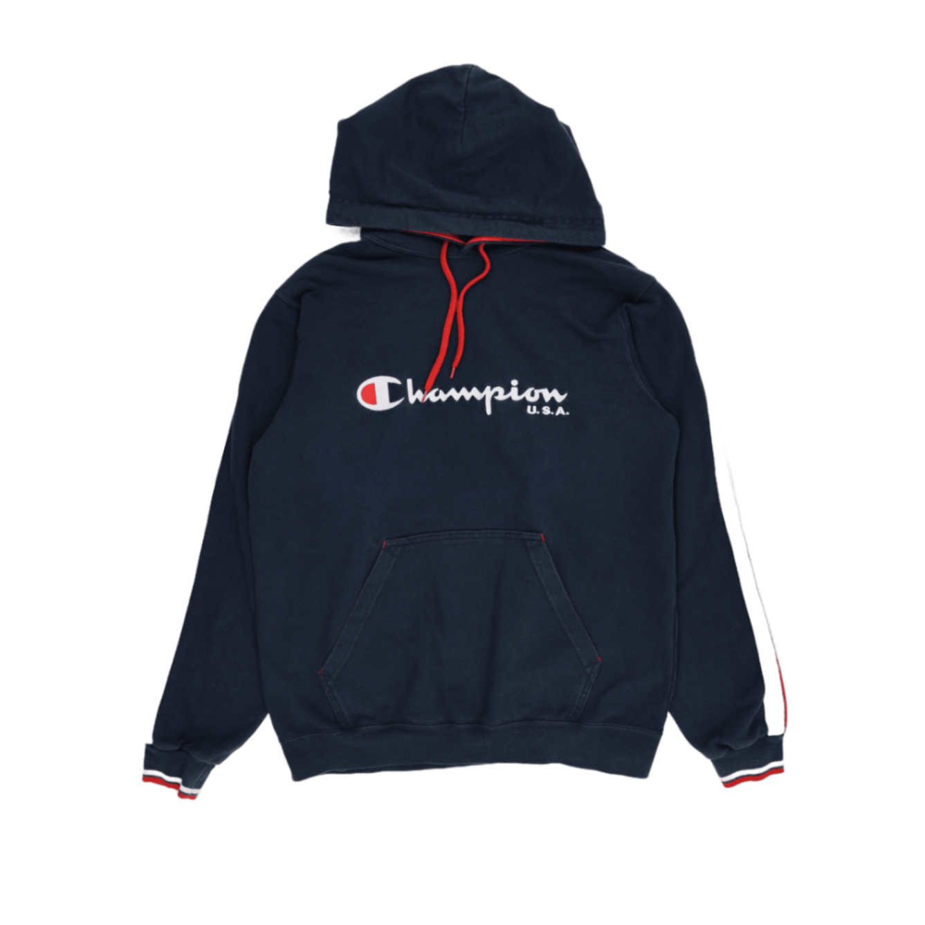 Champion Vintage Navy Blue Overhead Hoodie Large Cotton Hooded Sweatshirt