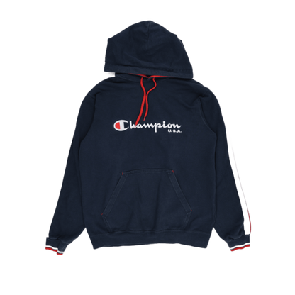 Champion Vintage Navy Blue Overhead Hoodie Large Cotton Hooded Sweatshirt