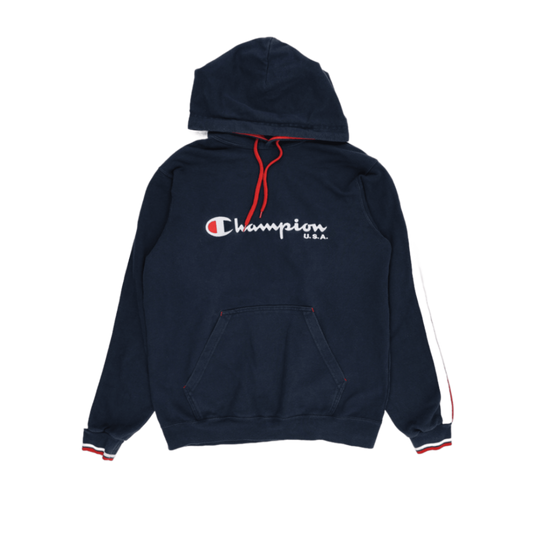 Champion Vintage Navy Blue Overhead Hoodie Large Cotton Hooded Sweatshirt
