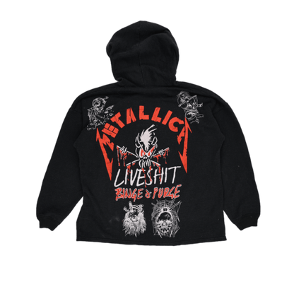 Metallica Vintage Live Shit Binge & Purge Pullover Graphic Hoodie Black Large 60% Cotton 40% Acrylic